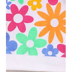 Babyhug 100% Cotton Interlock Knit Cap Mittens & Booties Set With Floral Print White - Diameter 15 cm