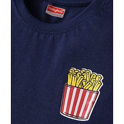 Babyhug Cotton Knit Half Sleeves T-Shirts With Fries & Burger Print Pack of 3 - Navy Blue Blue & Yellow