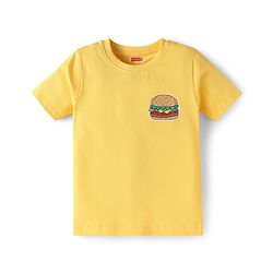 Babyhug Cotton Knit Half Sleeves T-Shirts With Fries & Burger Print Pack of 3 - Navy Blue Blue & Yellow