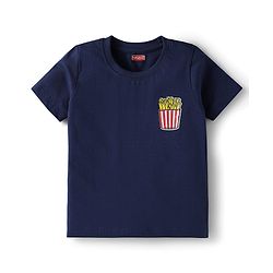 Babyhug Cotton Knit Half Sleeves T-Shirts With Fries & Burger Print Pack of 3 - Navy Blue Blue & Yellow