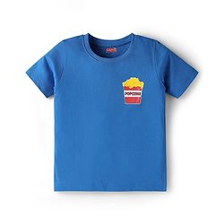 Babyhug Cotton Knit Half Sleeves T-Shirts With Fries & Burger Print Pack of 3 - Navy Blue Blue & Yellow