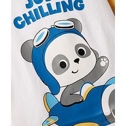 Babyhug Cotton Knit Half Raglan Sleeves T-Shirt with Panda Print - Yellow & White