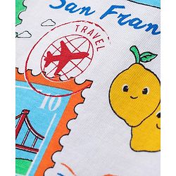 Babyhug Cotton Knit Half Sleeves Oversized T-Shirt with Beach Theme Print - White