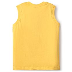 Babyhug Cotton Knit Sleeveless Tank T-Shirts with Beach Theme Print & Stripes Pack of 3 - Yellow White & Red
