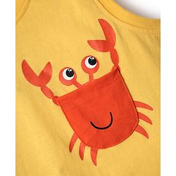 Babyhug Cotton Knit Sleeveless Tank T-Shirts with Beach Theme Print & Stripes Pack of 3 - Yellow White & Red