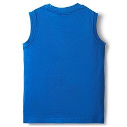 Babyhug Cotton Knit Sleeveless Tank T-Shirts with Mountain Print & Stripes Pack of 3 - Blue