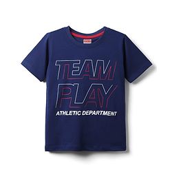 Babyhug Cotton Knit Half Sleeves T-Shirt with Text Print - Navy Blue