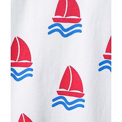 Babyhug Cotton Knit Half Sleeves T-Shirt with Ship Print - Off White