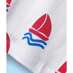 Babyhug Cotton Knit Half Sleeves T-Shirt with Ship Print - Off White