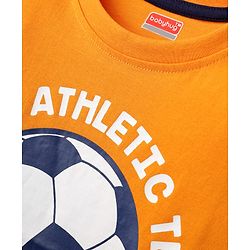 Babyhug Cotton Knit Half Sleeves T-Shirt With Sport Theme Print - Orange
