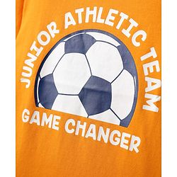 Babyhug Cotton Knit Half Sleeves T-Shirt With Sport Theme Print - Orange