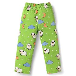 Babyhug Poplin Woven Half Sleeves Front Open Co-ords Night Suit with Ship Print - Light Green