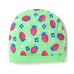 Babyhug 100% Cotton Cap Mittens & Booties Set With Floral & Tropical Theme Print Green - Diameter 14 cm