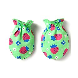 Babyhug 100% Cotton Cap Mittens & Booties Set With Floral & Tropical Theme Print Green - Diameter 14 cm