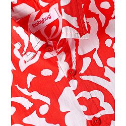 Babyhug Cotton Woven Half Sleeves Shirt With Floral Print - Red