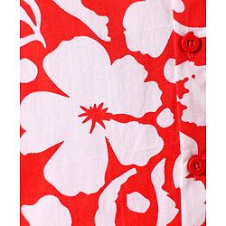 Babyhug Cotton Woven Half Sleeves Shirt With Floral Print - Red