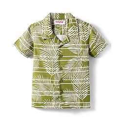 Babyhug Viscose Woven Half Sleeves Shirt With Tropical Theme Print - Green