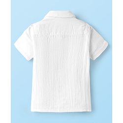 Babyhug Cotton Woven Half Sleeves Shirt With Embroidery - White