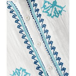 Babyhug Cotton Woven Half Sleeves Shirt With Embroidery - White