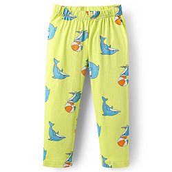 Babyhug Cotton Knit Half Sleeves Co-ords Night Suit With Dolphin Print - Light Yellow