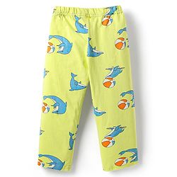 Babyhug Cotton Knit Half Sleeves Co-ords Night Suit With Dolphin Print - Light Yellow