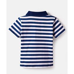 Babyhug Disney Single Jersey Knit Half Sleeve Polo T-Shirt & Shorts Set With Mickey Mouse And Family Graphics - Navy Blue
