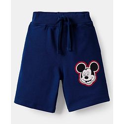 Babyhug Disney Single Jersey Knit Half Sleeve Polo T-Shirt & Shorts Set With Mickey Mouse And Family Graphics - Navy Blue