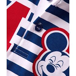 Babyhug Disney Single Jersey Knit Half Sleeve Polo T-Shirt & Shorts Set With Mickey Mouse And Family Graphics - Navy Blue