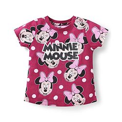 Babyhug Disney Single Jersey Knit  Half Sleeves Shorts Night Suit with Minnie Mouse Print - Maroon