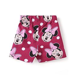 Babyhug Disney Single Jersey Knit  Half Sleeves Shorts Night Suit with Minnie Mouse Print - Maroon