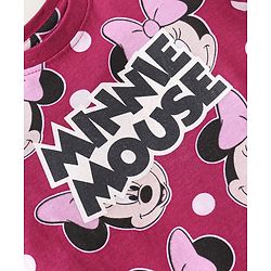 Babyhug Disney Single Jersey Knit  Half Sleeves Shorts Night Suit with Minnie Mouse Print - Maroon
