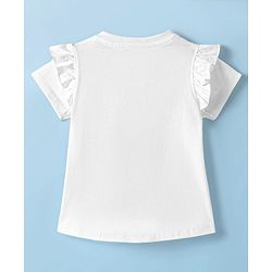 Babyhug Disney Single Jersey Knit Half Sleeves T-Shirt With Disney Princess-Ariel Graphics And Frill Detailing - White