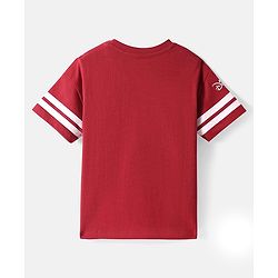 Babyhug Disney Single Jersey Knit Half Sleeves T-Shirt with Goofy Graphics - Red
