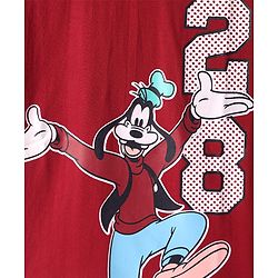 Babyhug Disney Single Jersey Knit Half Sleeves T-Shirt with Goofy Graphics - Red