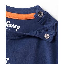 Babyhug Disney Single Jersey Knit Half Drop Shoulder Sleeves T-Shirt with Mickey Mouse Graphics - Navy Blue