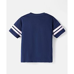 Babyhug Disney Single Jersey Knit Half Drop Shoulder Sleeves T-Shirt with Mickey Mouse Graphics - Navy Blue