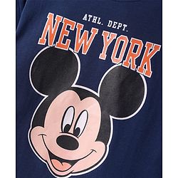 Babyhug Disney Single Jersey Knit Half Drop Shoulder Sleeves T-Shirt with Mickey Mouse Graphics - Navy Blue