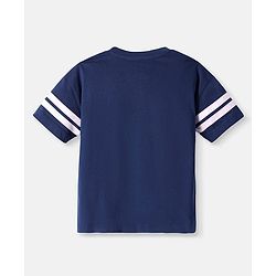 Babyhug Disney Single Jersey Knit Half Drop Shoulder Sleeves T-Shirt with Mickey Mouse Graphics - Navy Blue