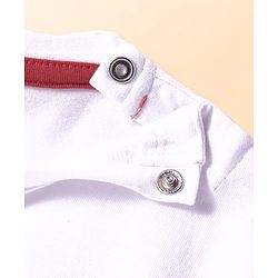 Babyhug Disney Single Jersey Knit Half Drop Shoulder Sleeves T-Shirt with Mickey Mouse Graphics & Foil Detailing - White