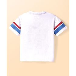 Babyhug Disney Single Jersey Knit Half Drop Shoulder Sleeves T-Shirt with Mickey Mouse Graphics & Foil Detailing - White