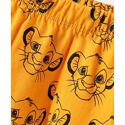Babyhug Disney Single Jersey Knit Half Sleeves Shorts Night Suit with Lion King Graphics - White & Yellow