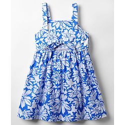 Babyhug Cotton Woven Sleeveless Frock with Floral Print - Blue