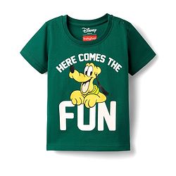 Babyhug Disney Single Jersey Knit Half Sleeve Short Night Suit With Pluto Graphic - Dark Green