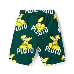 Babyhug Disney Single Jersey Knit Half Sleeve Short Night Suit With Pluto Graphic - Dark Green