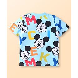 Babyhug Disney Single Jersey Knit Half Sleeves Co-ords Shorts Night Suit with Mickey Mouse Graphics - Light Blue