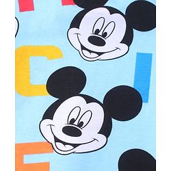 Babyhug Disney Single Jersey Knit Half Sleeves Co-ords Shorts Night Suit with Mickey Mouse Graphics - Light Blue
