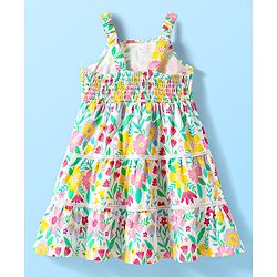 Babyhug Cotton Woven Sleeveless Frock with Floral Print - White