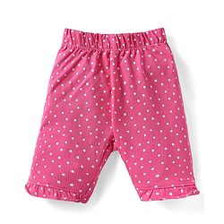 Babyhug Cotton Half Sleeves Capri Night Suit Kitty & Dot Print- Yellow & Pink