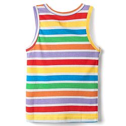 Babyhug 100% Cotton Sleeveless Star Printed & Striped Vests Pack Of 3 - Light Blue Yellow & Navy Blue