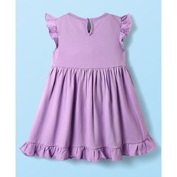 Babyhug Cotton Woven Frill Sleeves Polka Dots Printed Frocks with Bloomer Headbands & Bow Applique Print Pack of 2 - White & Lilac